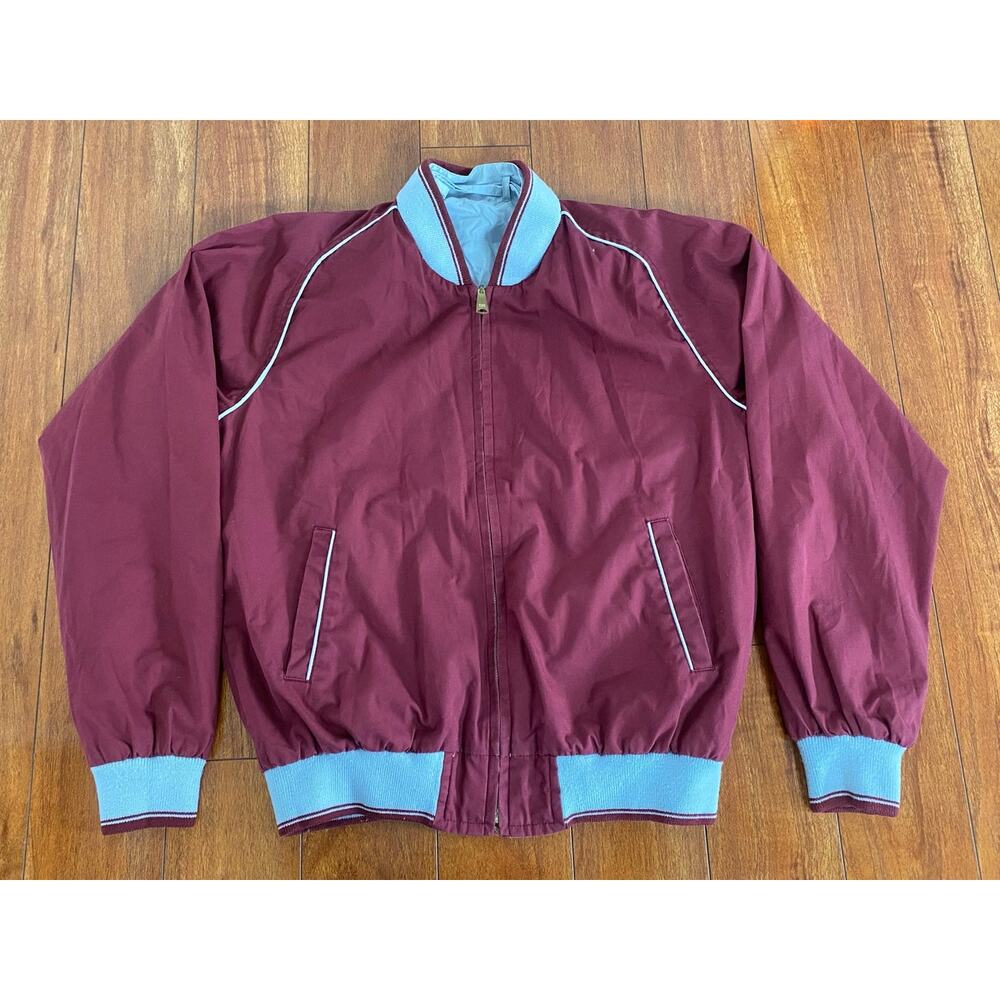 VTG 80s Sears Outerwear reversible bomber racer windbreaker jacket, L-Tall